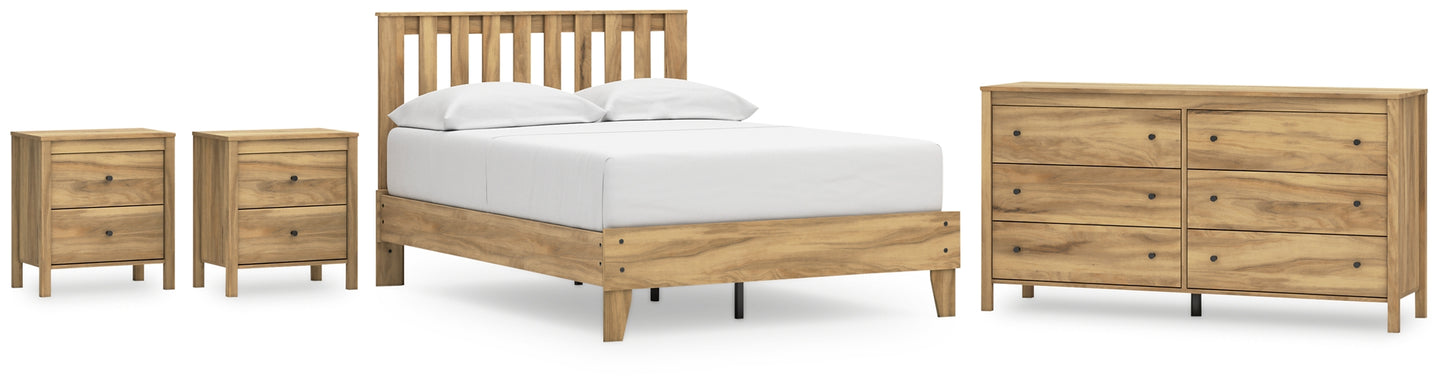 Bermacy Full Platform Panel Bed with Dresser and 2 Nightstands