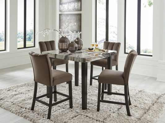 Jeshina Counter Height Dining Table and 4 Barstools